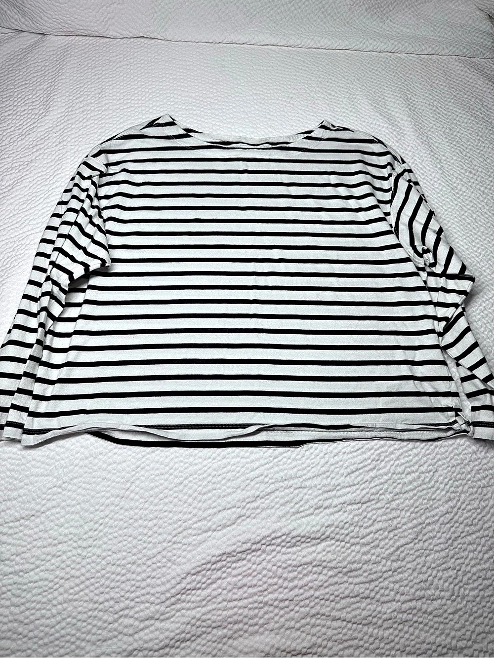 Old Navy XL Striped Boatneck Cropped Cotton Top Long Sleeve